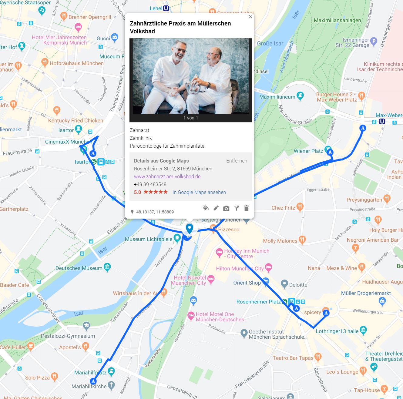 Zahnarzt Haidhausen München am Volksbad nahe Rosenheimer Platz - Dank an Patienten für top Bewertungen 